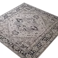 Square Rug With Intricate Traditional Geometric Patterns And Gray White Tones 3d model