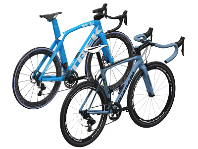 Two Modern Road Bikes in Blue and Light Blue with Curved Handlebars 3d model