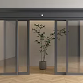 Sleek Modern Interior Design With Glass Bi fold Doors Herringbone Floor And Potted Plant