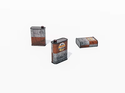 Vintage Metal Decorative Tins With Rustic Design And Brand Labels On White Background 3d model