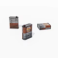 Vintage Metal Decorative Tins With Rustic Design And Brand Labels On White Background