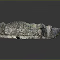 Detailed Rock Formation Model With Natural Texture Green Vegetation And Reflective Base