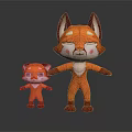Cute Cartoon Fox Characters Parent and Baby with Orange Fur and Friendly Expressions