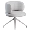 Modern Office Chair With Light Beige Upholstered Seat Curved Armrests And Black Metal Base