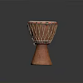 Handmade Wooden Djembe Drum With White Head Red Rim And Carved Base For Home