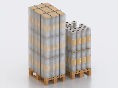 Industrial Equipment Storage And Transport Solutions With Stacked Coils On Wooden Pallets 3d model