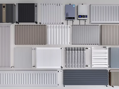 Various Modern Radiator Designs In Different Colors And Styles For Home Interior 3d model