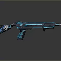 Modern Teal And Black Shotgun With Sleek Design Glossy Finish And Reflective Surface