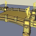 Ornate Classical Municipal Road Bridge With Golden Railings And Statues