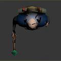 Old Man Character With Long White Beard Holding Staff With Green Gem And Backpack