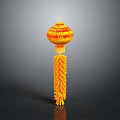 Traditional Chinese Woven Lantern With Yellow Red Color And Decorative Tassel Bottom