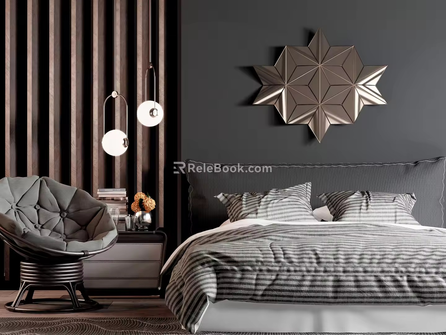 Modern Background Double Bed Double Bed 3d model
