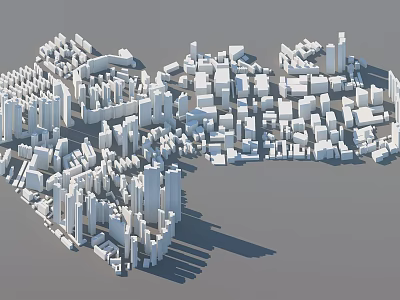Urban Architectural Complex Aerial View With Dense High Rise And Low Rise Buildings 3d model