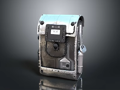 Rugged Vintage Metal Industrial Device With Digital Display And Lock Panel 3d model