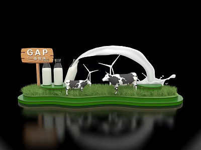 Modern Floral Art Display With Fresh Flowers And Green Plants Decoration Setup 3d model