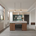 Modern Living and Dining Room Interior with Storage Cabinets Wooden Accents TV Washing Machine and Open Design