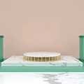 Modern Display Platform With Green Pillars Marble Top And Pink Background 3d model
