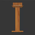 Wooden Lectern With Cylindrical Stand Square Base And Polished Inclined Top