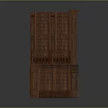 Wooden Storage Shelf Cabinet with Multiple Shelves Drawers and Decorative Rail Design