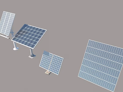 Solar Panels With Various Designs And Mounting Structures For Renewable Energy 3d model
