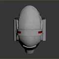 White Futuristic Helmet Featuring Red Square Black Accents And Detailed Design