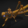Golden Steampunk Mechanical Insect with Gear Details Bulb Eyes and Metal Legs