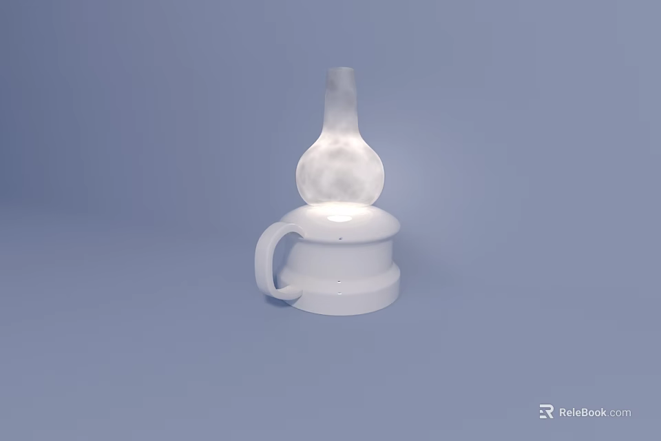 White Minimalist Table Lamp Featuring Gourd Shaped Lampshade On Light Blue Surface 3d model 