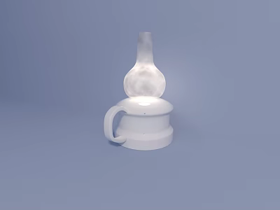 White Minimalist Table Lamp Featuring Gourd Shaped Lampshade On Light Blue Surface 3d model