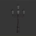 Vintage Street Lamp With Multiple Glass Lanterns And Ornate Metal Brackets