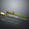 Ancient Decorative Sword With Golden Scabbard White Handle And Engraved Patterns 3d model
