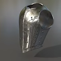 Silver Medieval Armor Engraved With Angelic Figure And Metal Rivets Design