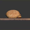 Delicious Juicy Hamburger With Sesame Seed Bun On Wooden Cutting Board