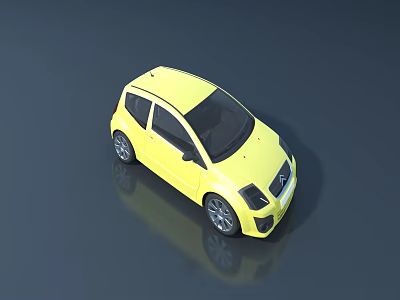Yellow Small Car Modern Compact Design With Sleek Exterior And Alloy Wheels 3d model
