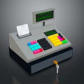 Cash Register With Display Screen Colorful Keypad Receipt And Drawer Key