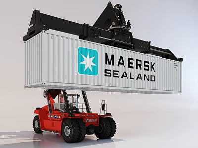 Industrial Heavy Duty Forklift Equipment Handling Maersk Sealand Shipping Container 3d model