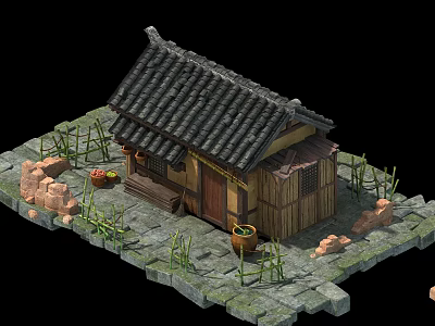 Chinese Cartoon Building Wooden House 3d model Chinese Cartoon Building Wooden House 3d model