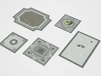 Decorative Floor Tiles With Various Intricate Patterns And Detailed Borders 3d model
