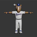Cartoon Horse Mascot In White Rangers Uniform With Blue Cap Juggling Ball And Outstretched Arms