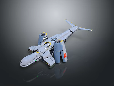Futuristic Sci fi Aircraft Model With Gray Body Multiple Engines And Streamlined Shape Features 3d model