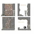 Brick Background Wall In Fashion Toy Store With Decorative Elephant Toys And Potted Plants