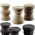 Modern Woven Side Tables in Beige Black Unique Cylindrical Design for Home Decor