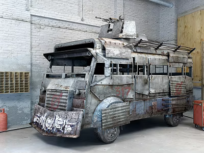 Modern car video class armored school bus 3d model