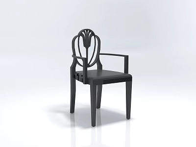 Modern Black Leisure Chair With Armrests And Hollow Back Design 3d model