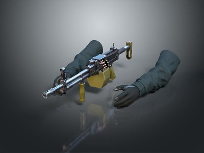 Modern Rifle Machine Gun Gloves Military Gloves 3d model