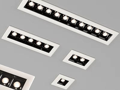 Contemporary Floor Lamp With White Square Design Black Frame And Multiple Lights 3d model