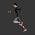 Athletic Man Running in Black Sportswear with Red Sneakers and Blue Sunglasses 3d model