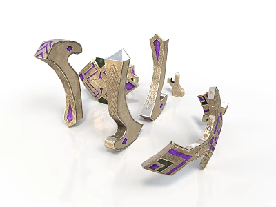 Fantasy Style Rune Component Magic Props Mysterious Symbols Alien Decoration Gold Decoration Purple Inlaid Geometric Pattern Ancient Artifact Fantasy Element 3d model