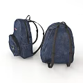 Two Stylish Denim Backpacks with PLAY Logo and Functional Zipper Pockets