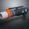 Futuristic Sci Fi Rocket Launcher Weapon With Orange Accent And Blue Light Indicator 3d model