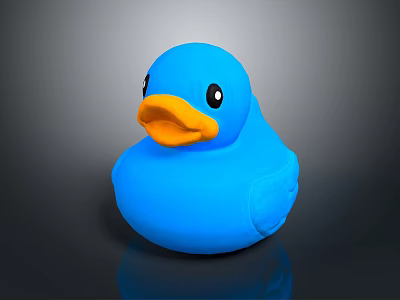 Blue Rubber Duck Bath Toy For Kids With Yellow Beak And Smooth Surface 3d model